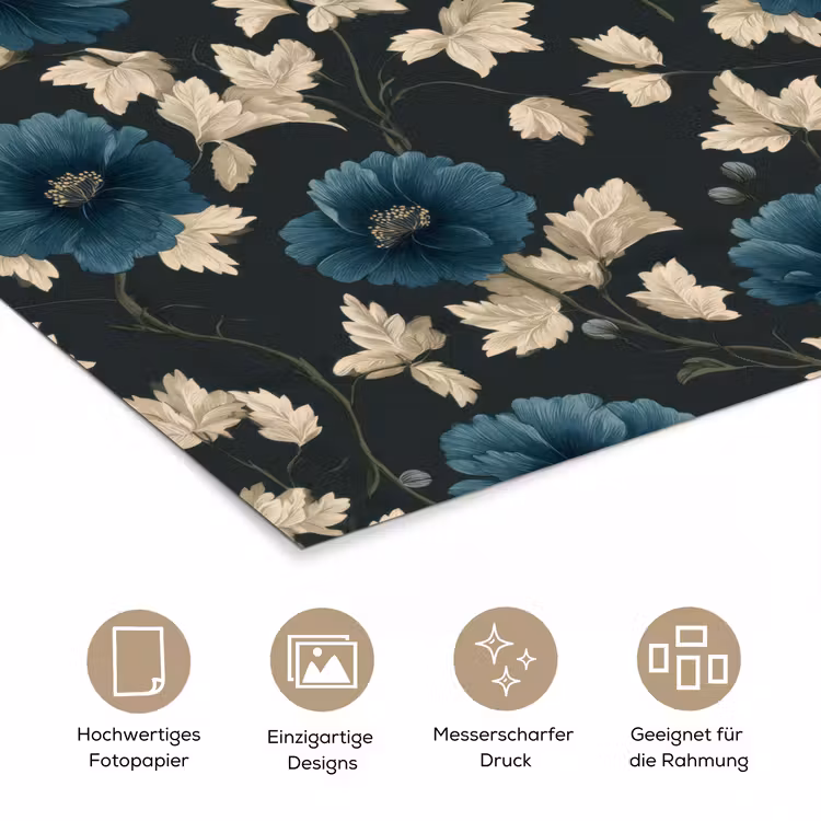 Botanisch - Bloemen - Blauw poster papier klein 62 -tcloseup_DE