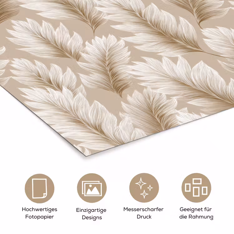 Botanisch - Patroon - Beige poster papier klein 62 -tcloseup_DE