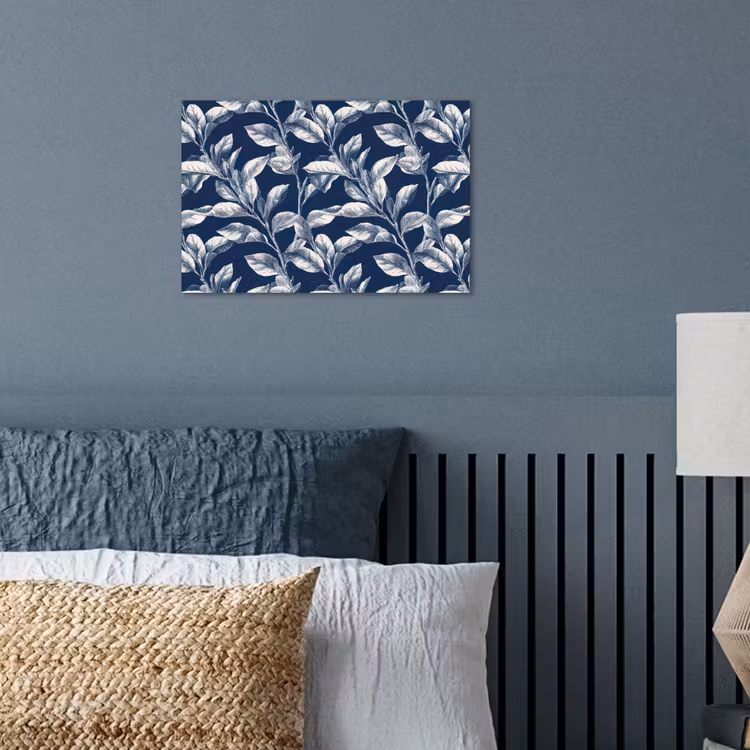 Botanisch - Patroon - Blauw poster papier klein 62 -sfeer2