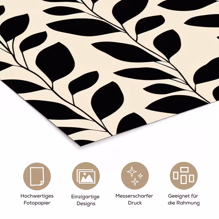 Botanisch - Dessin - Zwart - Beige poster papier klein 62 -tcloseup_DE