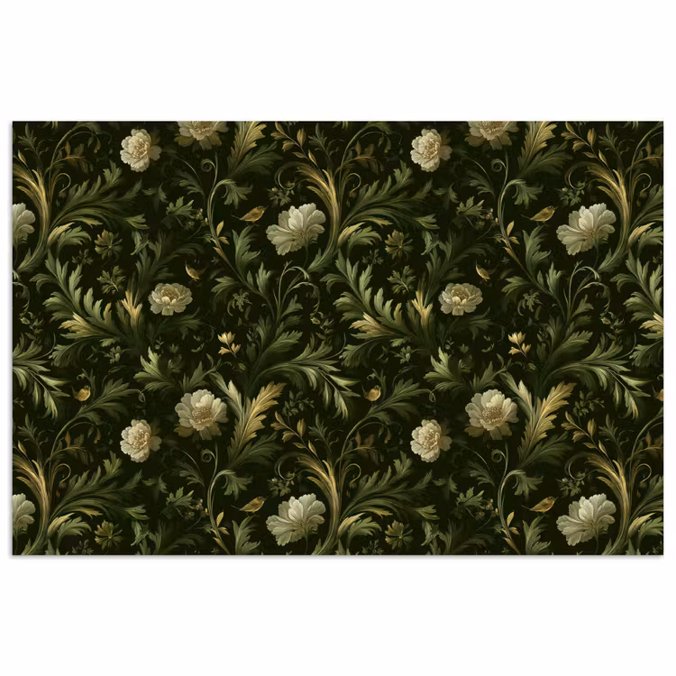 Botanisch - Naadloos - Bloemen poster papier klein 62 -3d