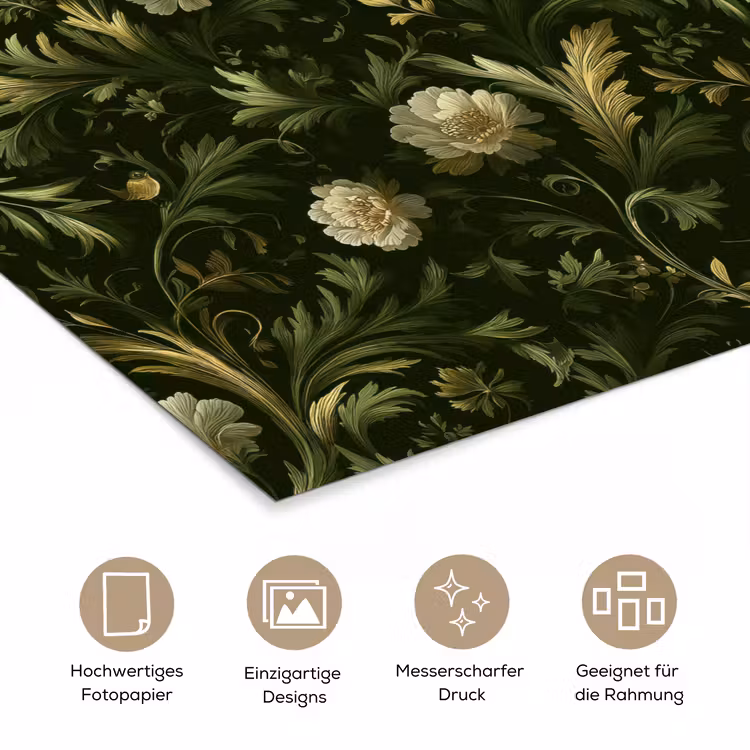 Botanisch - Naadloos - Bloemen poster papier klein 62 -tcloseup_DE