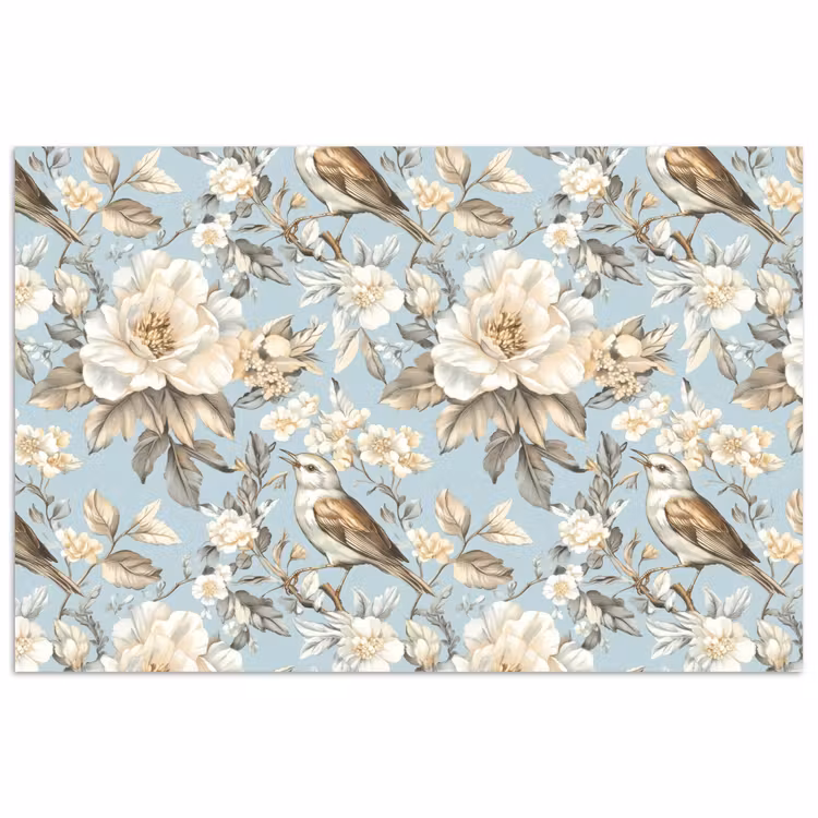 Botanisch - Zangvogel - Blauw poster papier klein 62 -3d