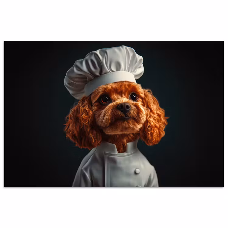 Bruin - Kok - Hondje poster papier klein -3d
