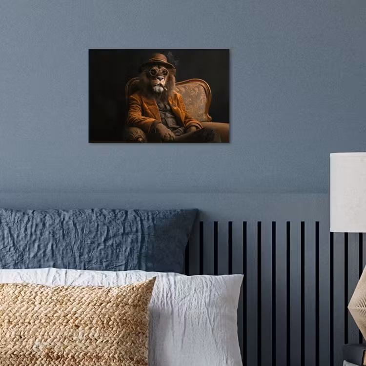 Bril - Leeuw - Bank - Hoed poster papier klein -sfeer2