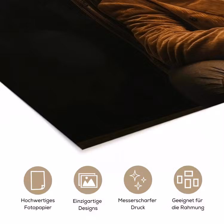 Bril - Leeuw - Bank - Hoed poster papier klein -tcloseup_DE