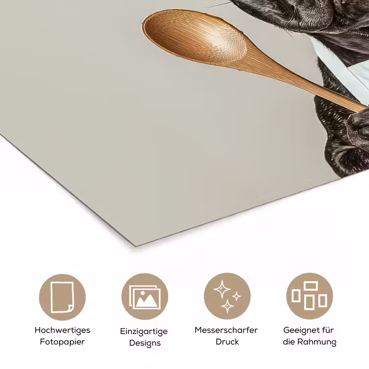 Bril - Hond - Kok poster papier klein -tcloseup_DE