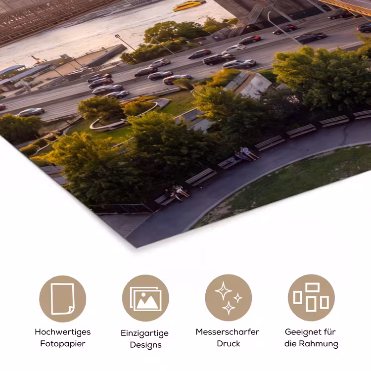Brug - Rivier - Stad - Zonsondergang - Architectuur poster papier klein -tcloseup_DE