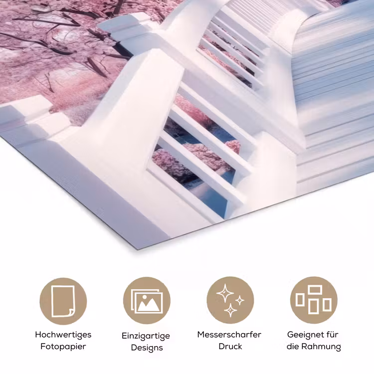 Brug - Kersenbomen - Wit poster papier klein -tcloseup_DE