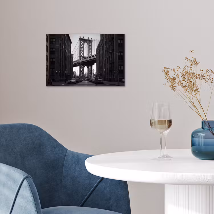 Brug - Stad - Architectuur - Modern - Zwart-wit poster papier klein -sfeer3