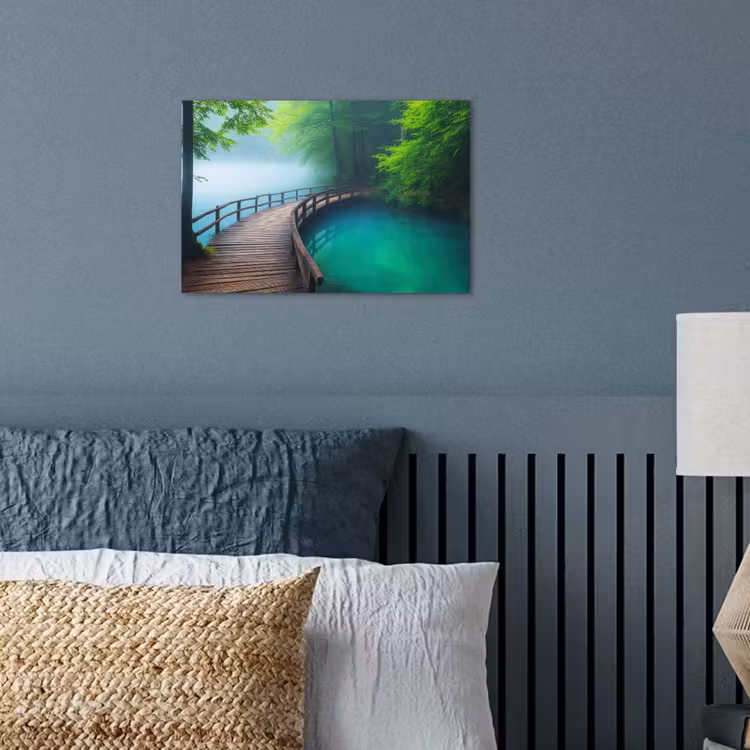 Brug - Water - Rivier - Bos poster papier klein -sfeer2