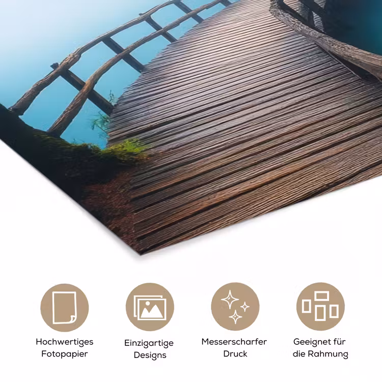 Brug - Water - Rivier - Bos poster papier klein -tcloseup_DE