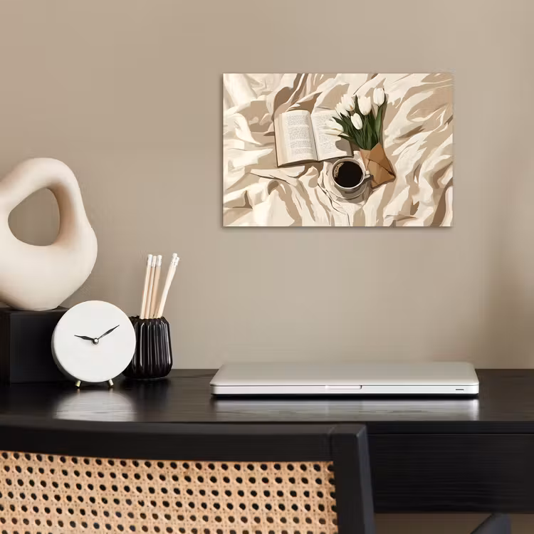 Boek - Illustratie - Tulpen - Koffie poster papier klein -sfeer1
