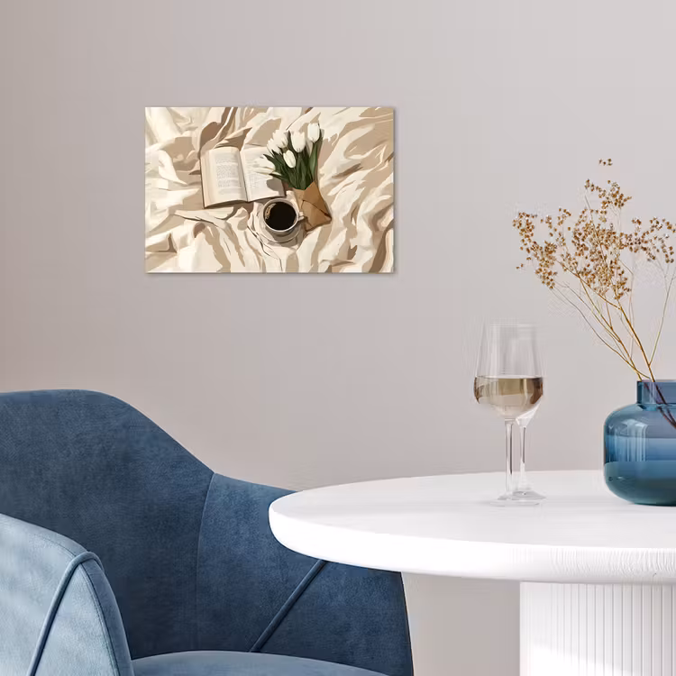 Boek - Illustratie - Tulpen - Koffie poster papier klein -sfeer3