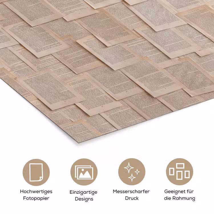 Boekpagina - Collage - Literatuur - Vintage - Beige poster papier klein -tcloseup_DE