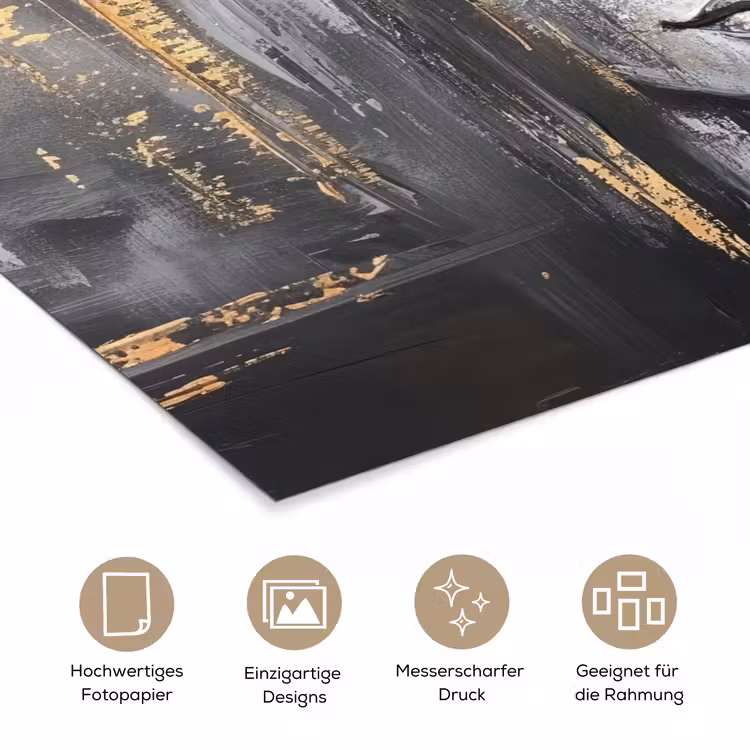 Boedhha - Penseelstreken - Goud - Abstract poster papier klein -tcloseup_DE
