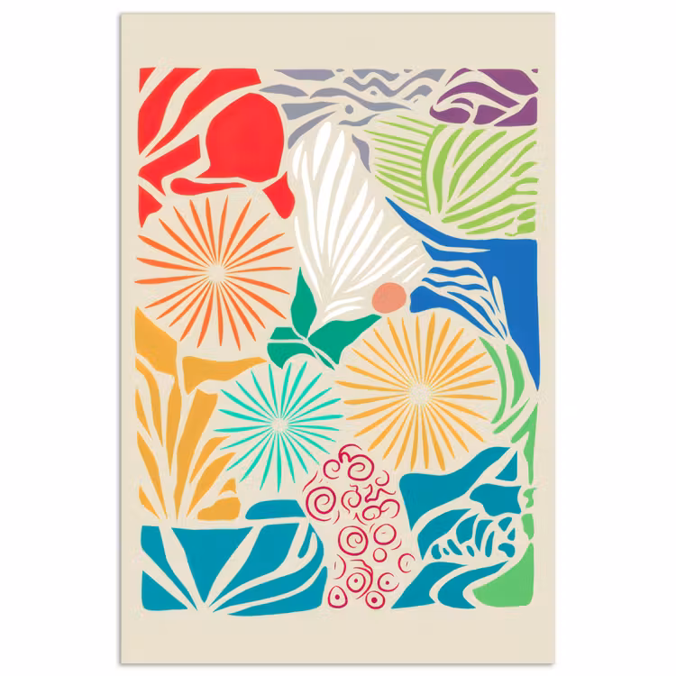 Kleurrijk - Abstract - Bloemen - Patronen poster papier klein -3d