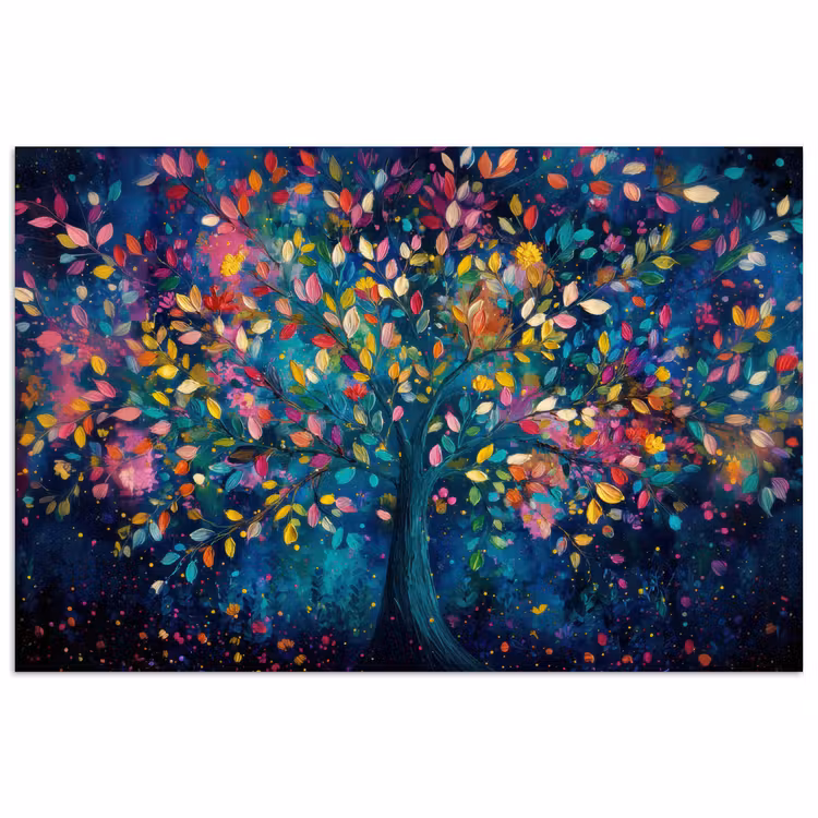Kleurrijk - Boom - Magisch - Abstract poster papier klein -3d
