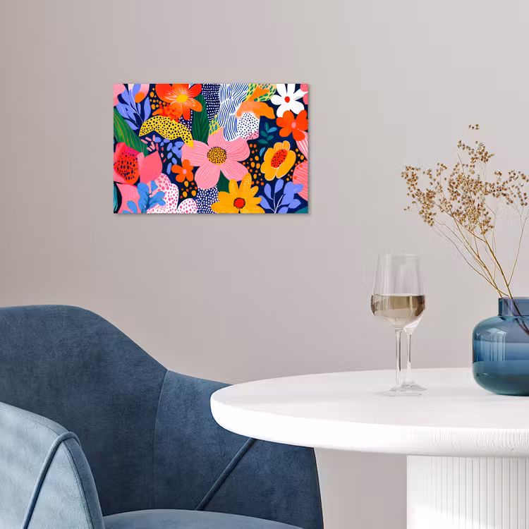 Kleurrijk - Bloemen - Abstract - Stippen poster papier klein -sfeer3