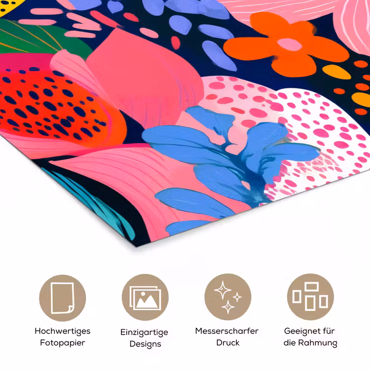 Kleurrijk - Bloemen - Abstract - Stippen poster papier klein -tcloseup_DE