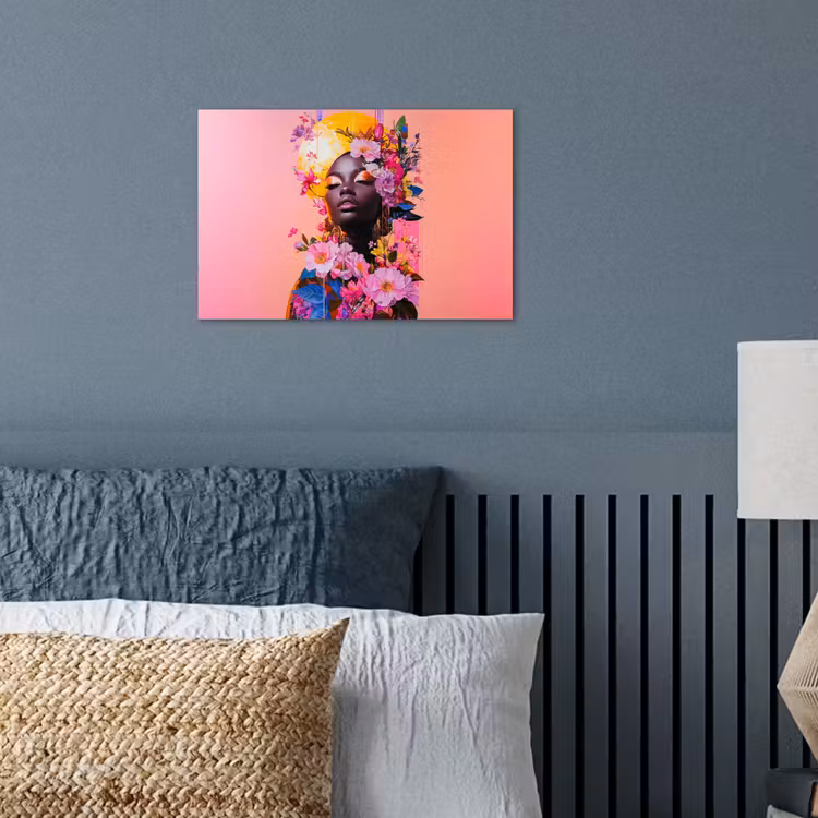 Kleurrijk - Bloemen - Vrouw - Zon poster papier klein -sfeer2