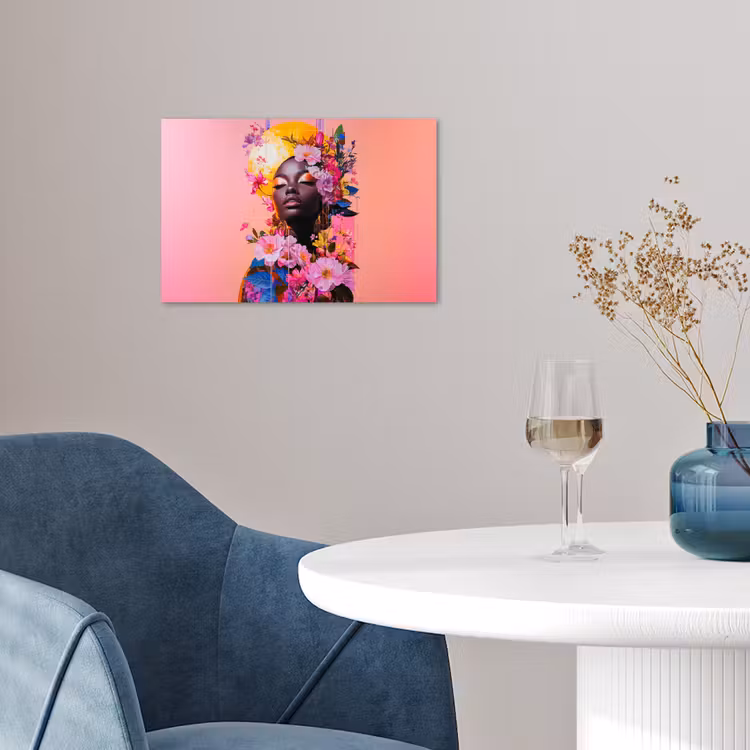 Kleurrijk - Bloemen - Vrouw - Zon poster papier klein -sfeer3