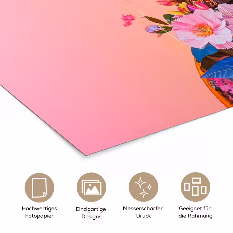 Kleurrijk - Bloemen - Vrouw - Zon poster papier klein -tcloseup_DE