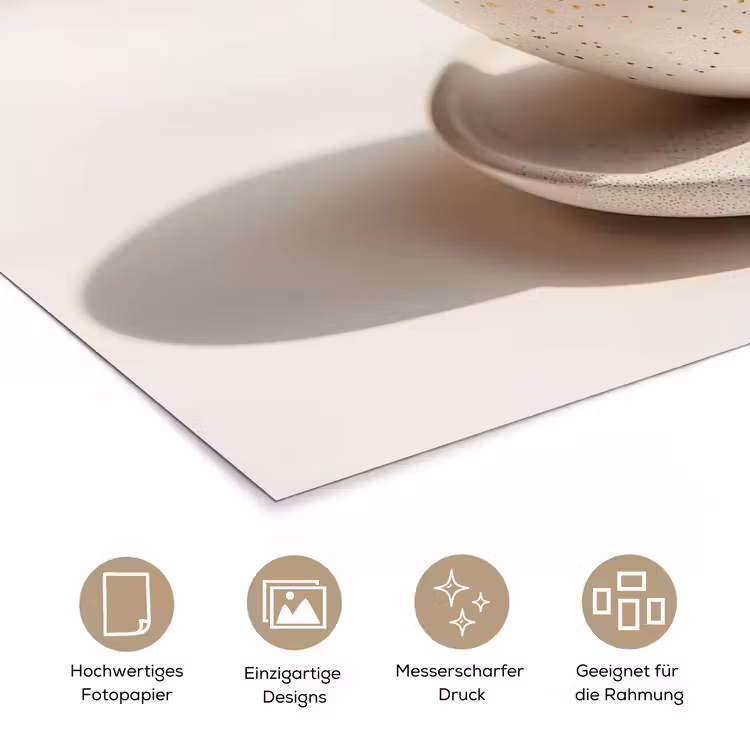 Cappuccino - Schuim - Schotel - Beige poster papier klein -tcloseup_DE