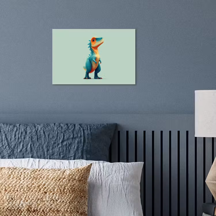 Cartoon - Dino - Oranje - Stekels poster papier klein -sfeer2