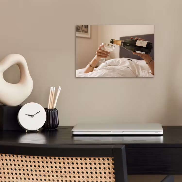 Champagne - Bed - Bubbels poster papier klein -sfeer1