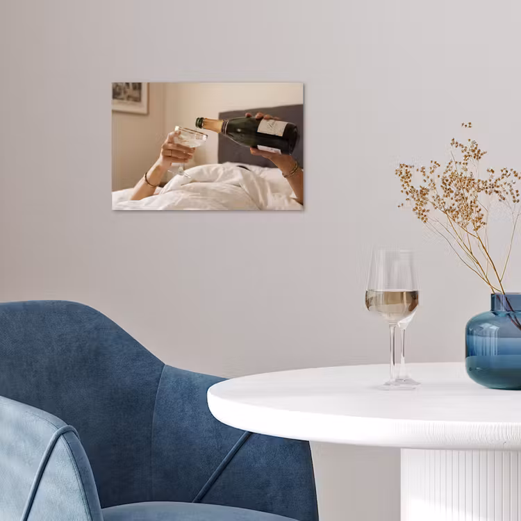 Champagne - Bed - Bubbels poster papier klein -sfeer3