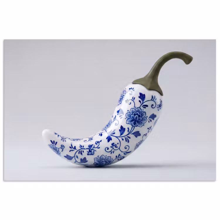 Chilipeper - Keramiek - Blauw poster papier klein -3d