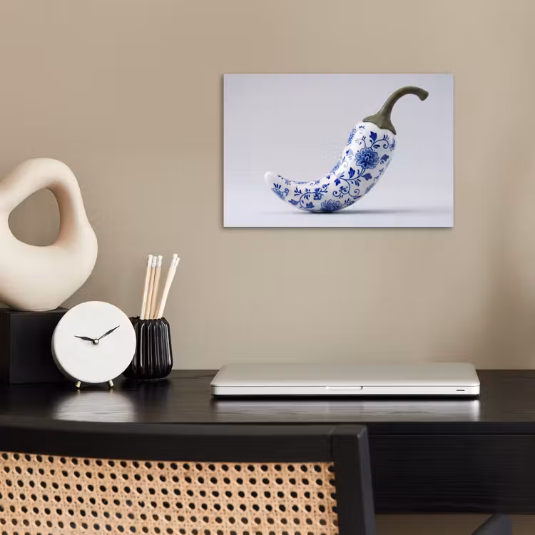 Chilipeper - Keramiek - Blauw poster papier klein -sfeer1