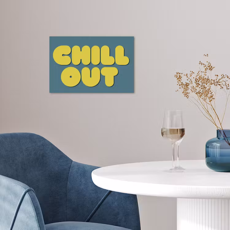 Chill out - Geel - Blauw poster papier klein -sfeer3