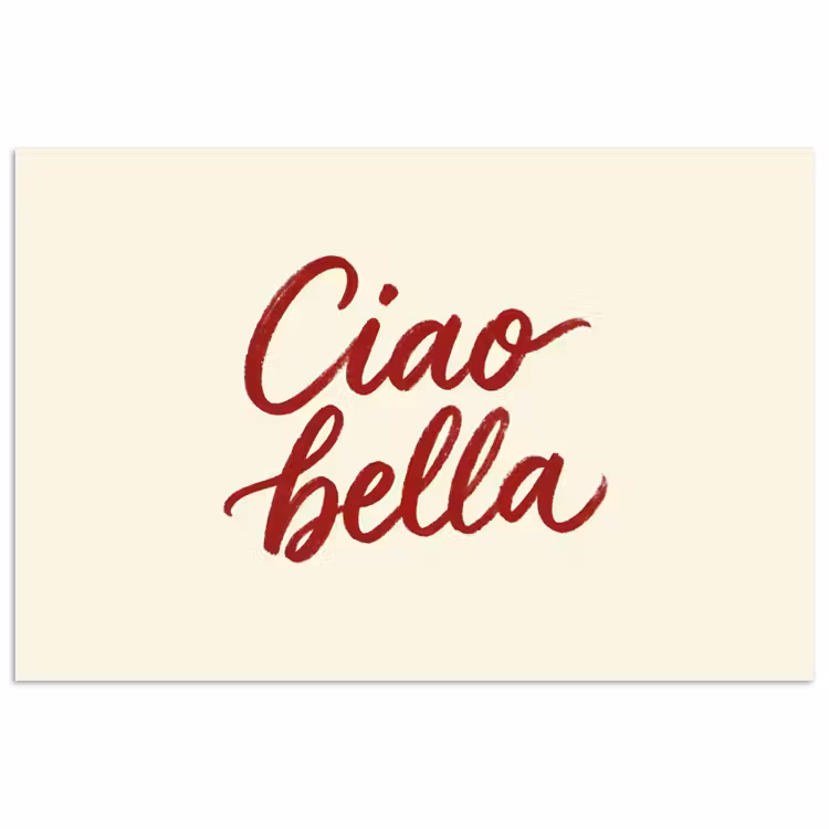Ciao bella - Rood - Wit - Minimalistisch poster papier klein -3d