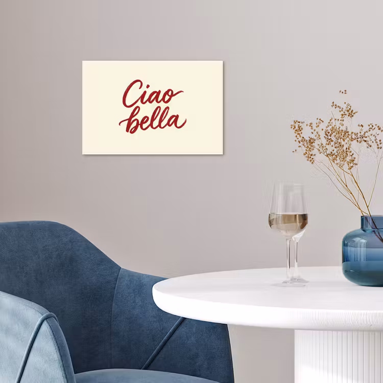 Ciao bella - Rood - Wit - Minimalistisch poster papier klein -sfeer3
