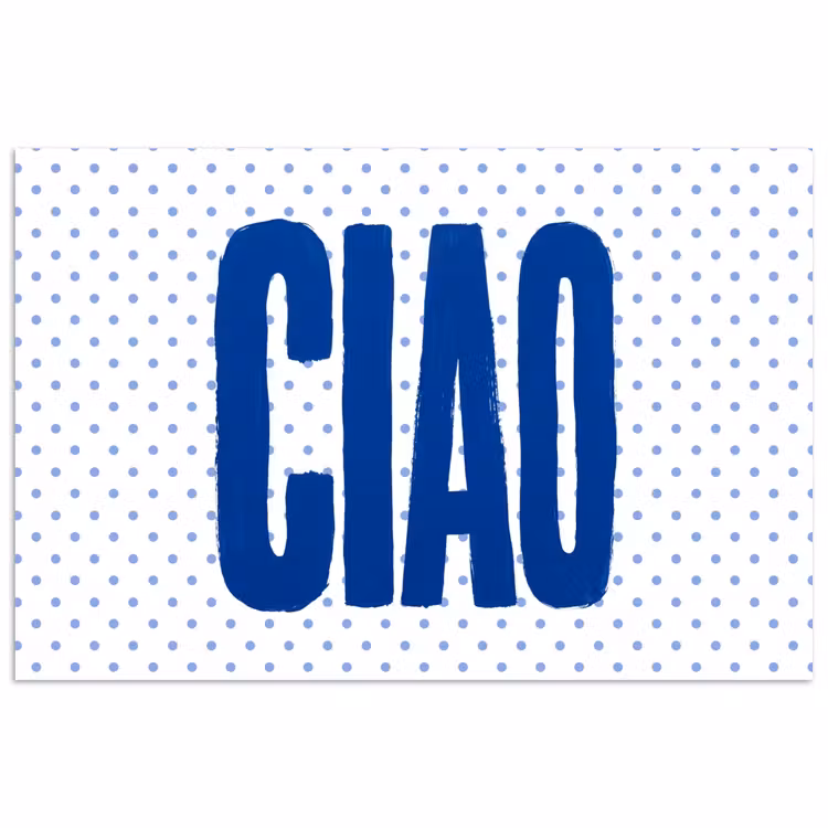 Ciao - Blauw - Stippen poster papier klein -3d