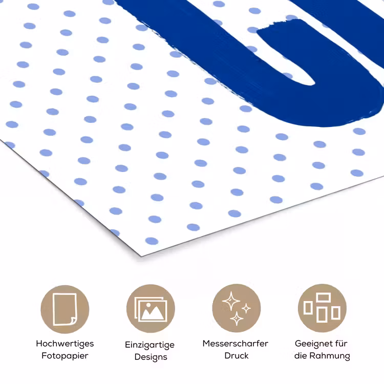 Ciao - Blauw - Stippen poster papier klein -tcloseup_DE
