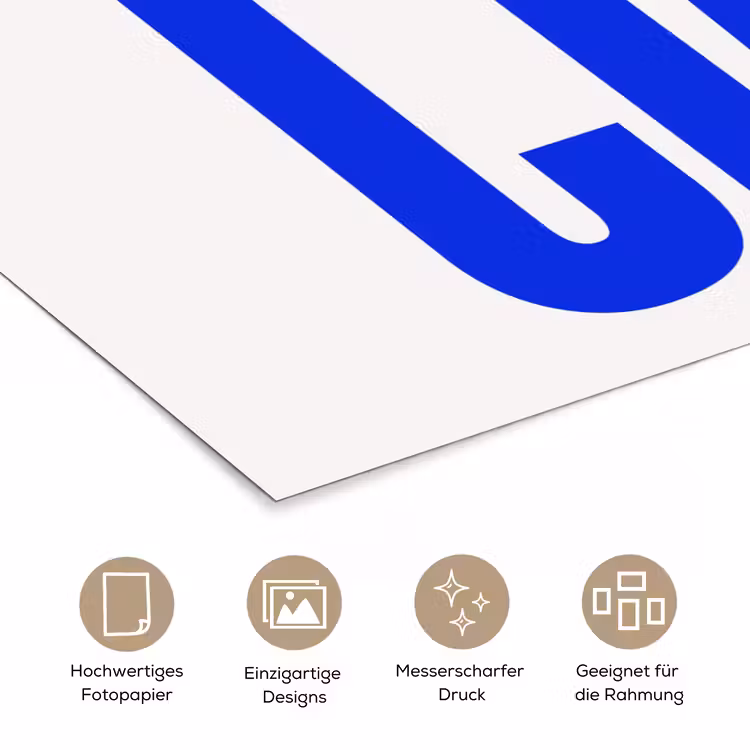 Ciao - Hoofdletters - Blauw - Minimalistisch poster papier klein -tcloseup_DE