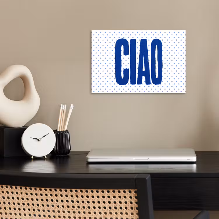 Ciao - Stippen - Roze - Wit poster papier klein -sfeer1