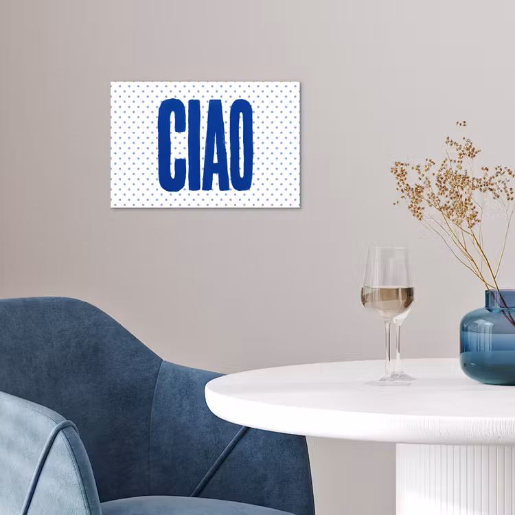 Ciao - Stippen - Roze - Wit poster papier klein -sfeer3