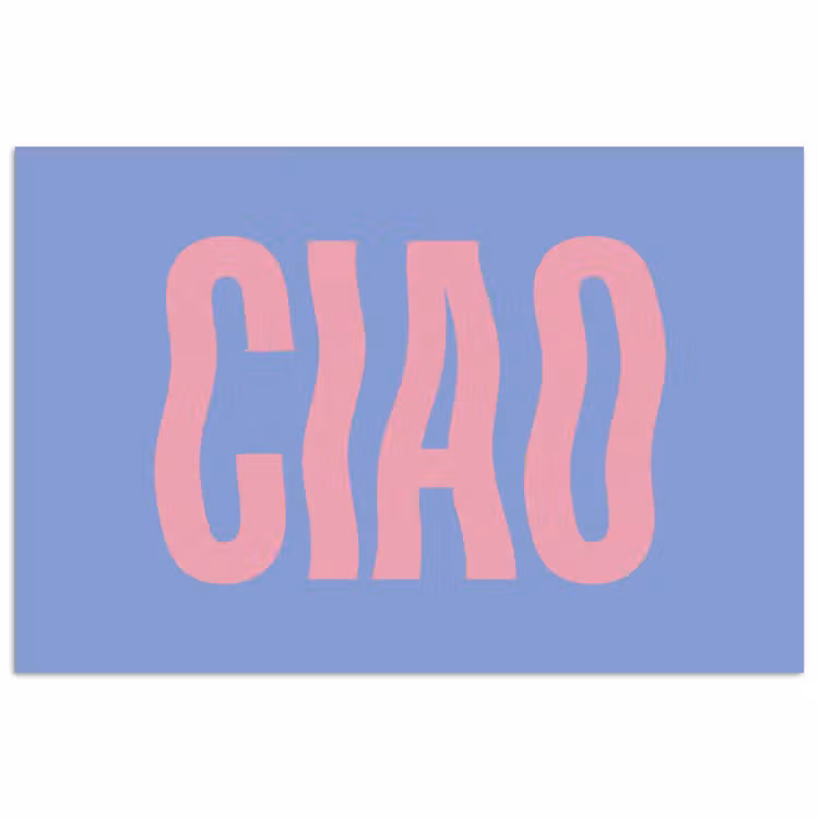 Ciao - Roze - Blauw - Golvend poster papier klein -3d
