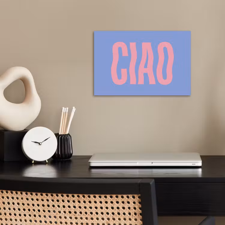 Ciao - Roze - Blauw - Golvend poster papier klein -sfeer1
