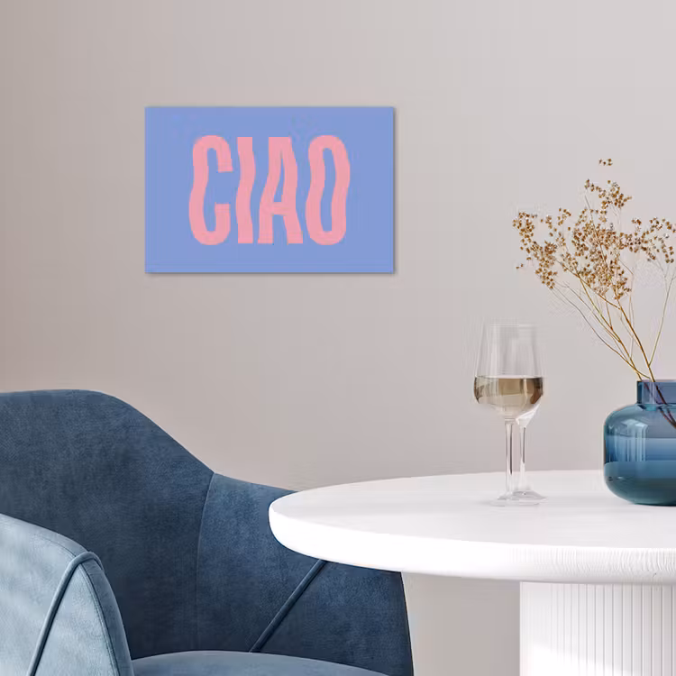Ciao - Roze - Blauw - Golvend poster papier klein -sfeer3