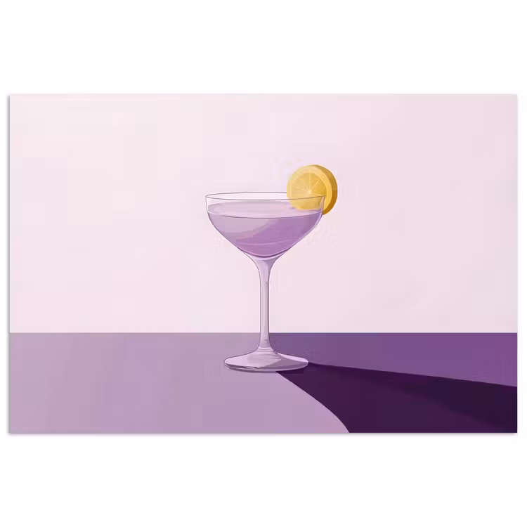 Cocktail - Paars - Minimalistisch - Citroen poster papier klein -3d