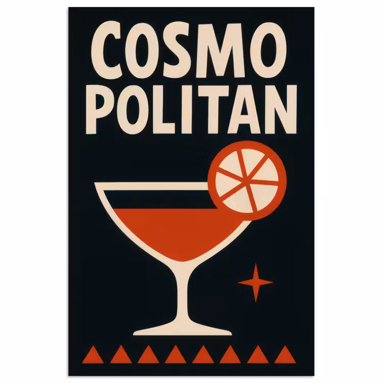 Cocktail - Zwart - Illustratie poster papier klein -3d