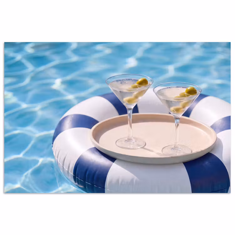 Cocktail - Zwembad - Zomer - Blauw poster papier klein -3d