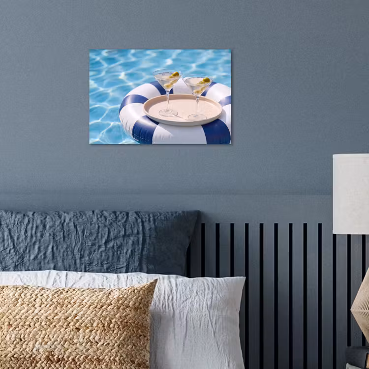 Cocktail - Zwembad - Zomer - Blauw poster papier klein -sfeer2