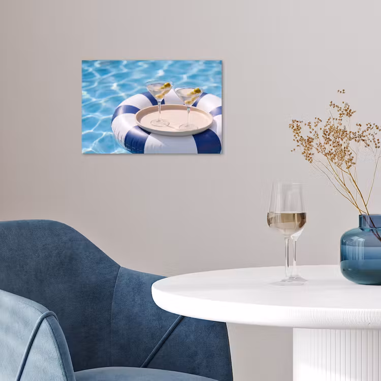Cocktail - Zwembad - Zomer - Blauw poster papier klein -sfeer3