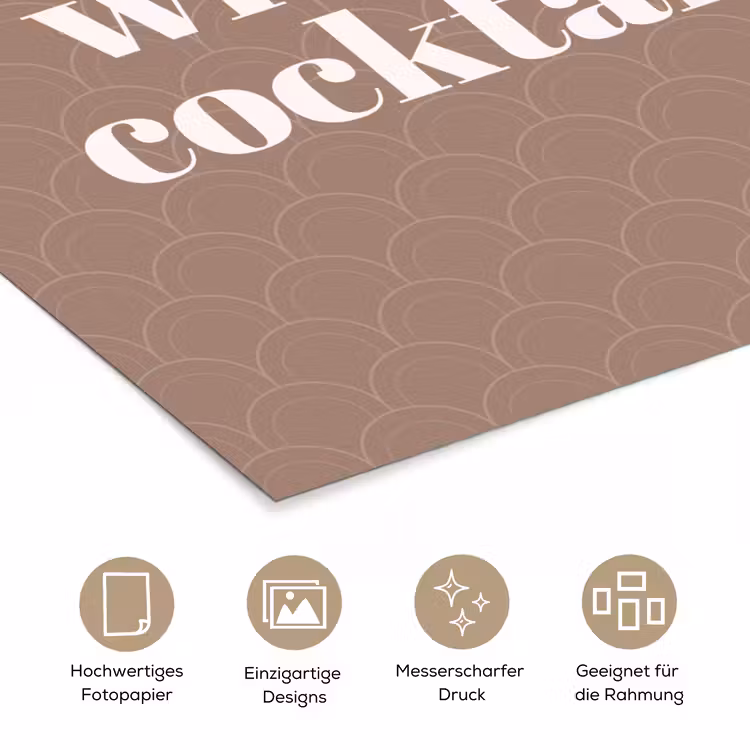Cocktail - Tekst - Patroon - Wit poster papier klein -tcloseup_DE